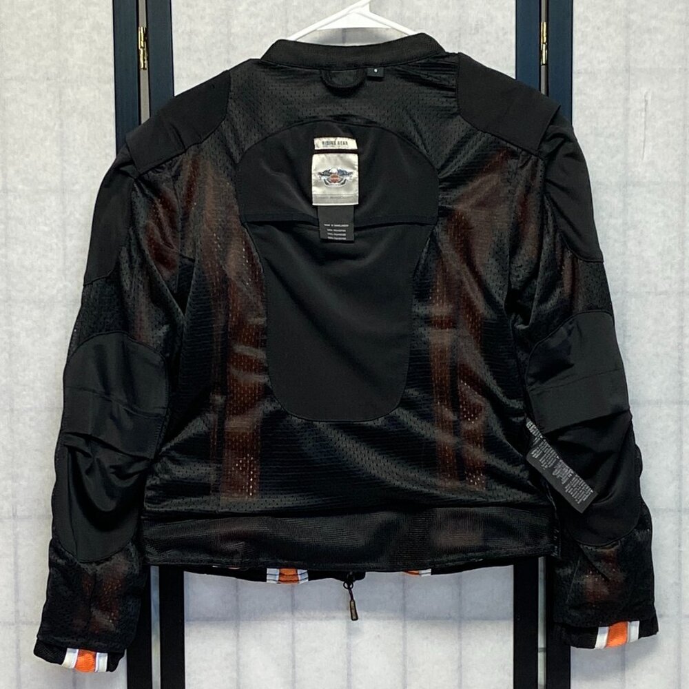 Harley Davidson Mesh Riding Jacket Black Orange Zip-Up S Genuine Motor Clothes - Picture 6 of 15